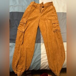 Forever 21 Teddy Brown Corduroy Cargo Parachute Pants